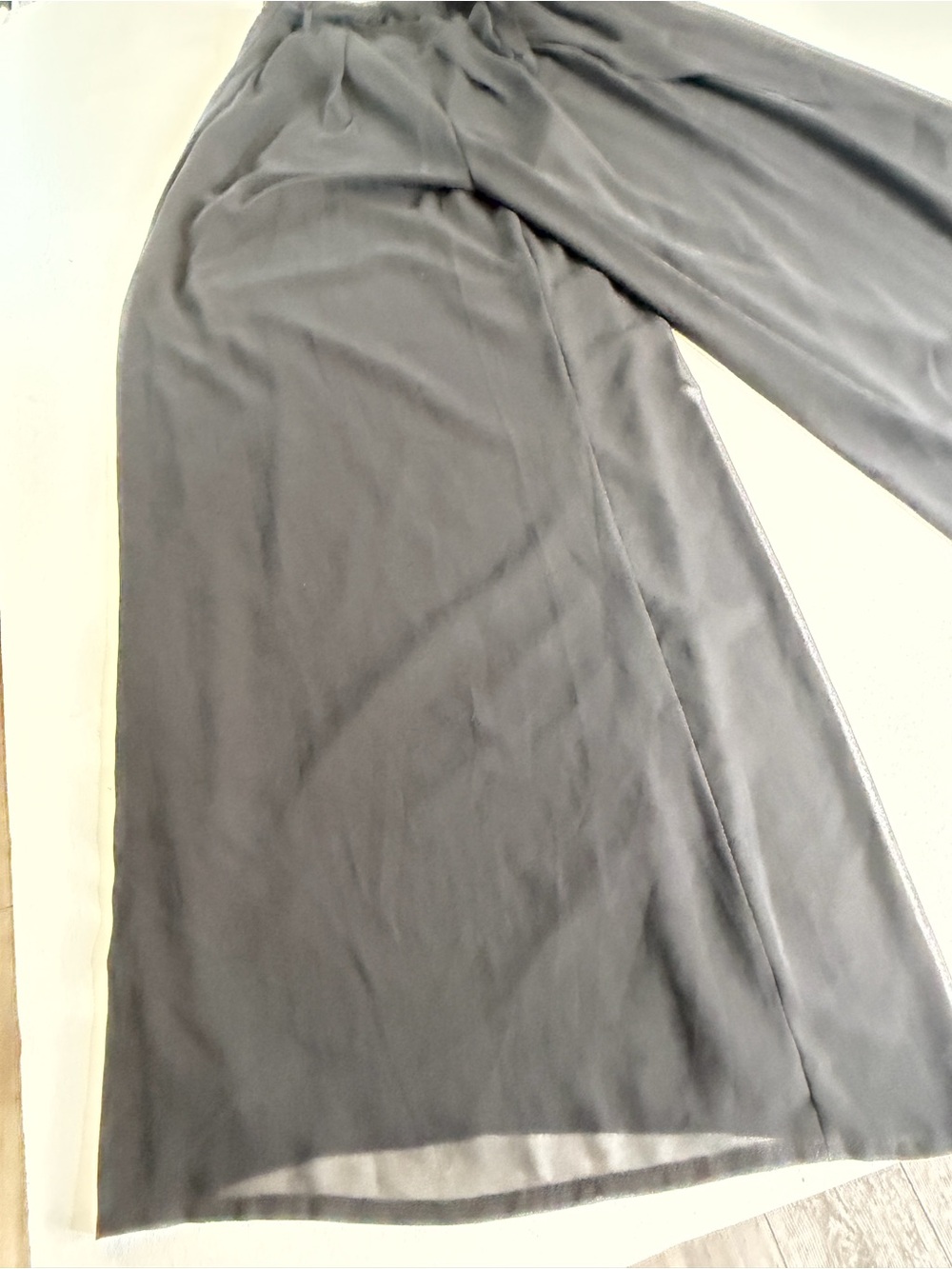 Miss Avenue Wide Leg Pants Women 2X Black Good Chiffon Overlay Tied Waist - Picture 4 of 16
